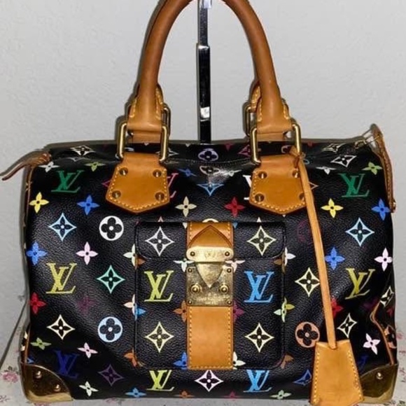 Louis Vuitton black noir multicolor speedy 30 Takashi Murakami 💯 % authentic - Picture 1 of 16